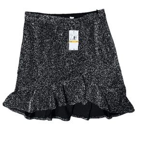 NWT MICHAEL Michael Kors Black And Silver Metallic Skirt Size Small